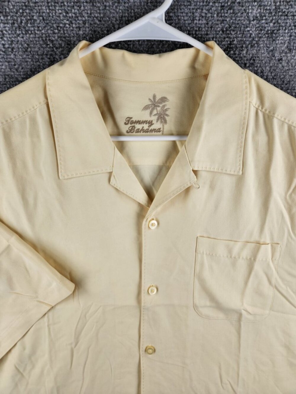 NWD Tommy Bahama All Silk Yellow Button Up Shirt XLX Wide $98 Catalina Twill